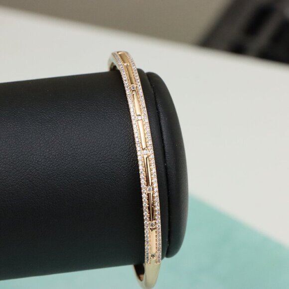 Elegant Dual Row Diamond-Cut Rose Gold Bangle for Women, XPBL0442 - Picture 9 of 11